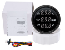 Load image into Gallery viewer, 3-in-1 Digital 52mm Gauge – Water Temperature / Oil Pressure / Voltage