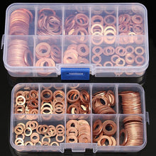 Load image into Gallery viewer, 200Pcs copper Washer Gasket Assortment Kit with Box M5/M6/M8/M10/M12/M14