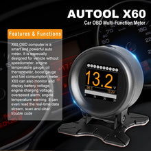 Load image into Gallery viewer, OBD2 OBDII Multifunction Gauge and Code Reader AUTOOL X60 Boost, volt, temp etc