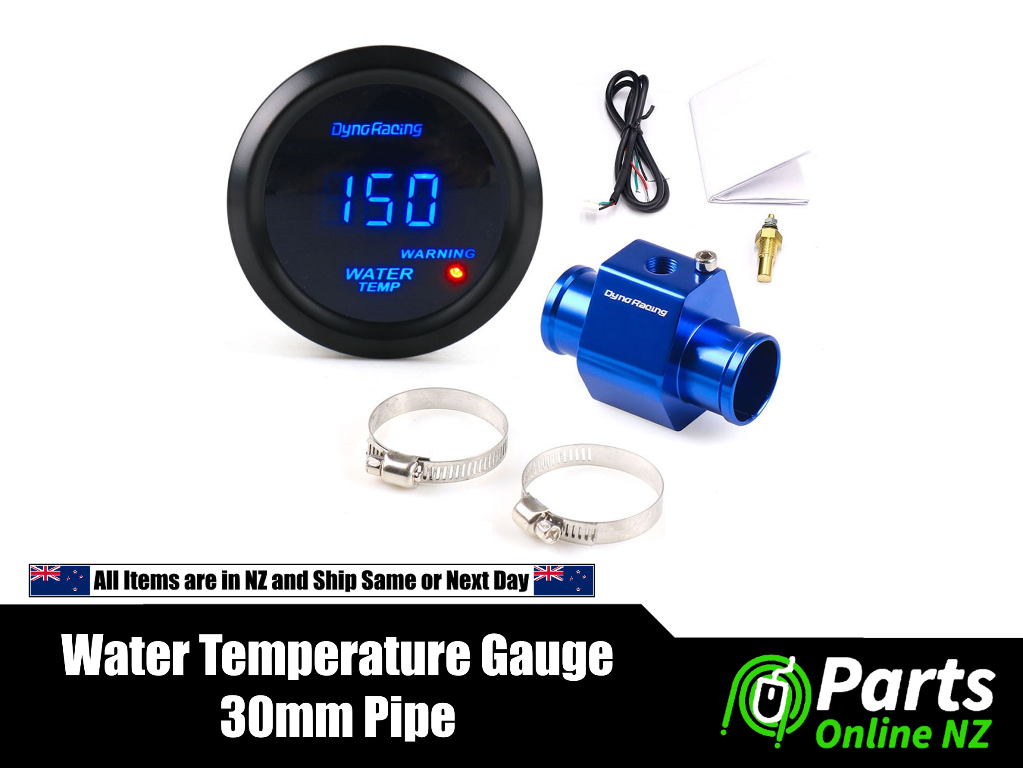 Digital Water Temperature Gauge and Sensor Kit with Pipe Adapter 30mm
