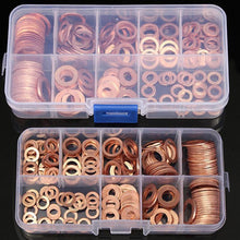 Load image into Gallery viewer, 200Pcs copper Washer Gasket Assortment Kit with Box M5/M6/M8/M10/M12/M14
