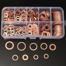Load image into Gallery viewer, 200Pcs copper Washer Gasket Assortment Kit with Box M5/M6/M8/M10/M12/M14
