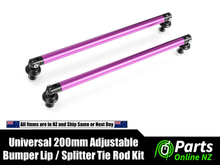 Load image into Gallery viewer, Universal 200mm Adjustable Front Rear Bumper Lip Splitter tie rod Purple
