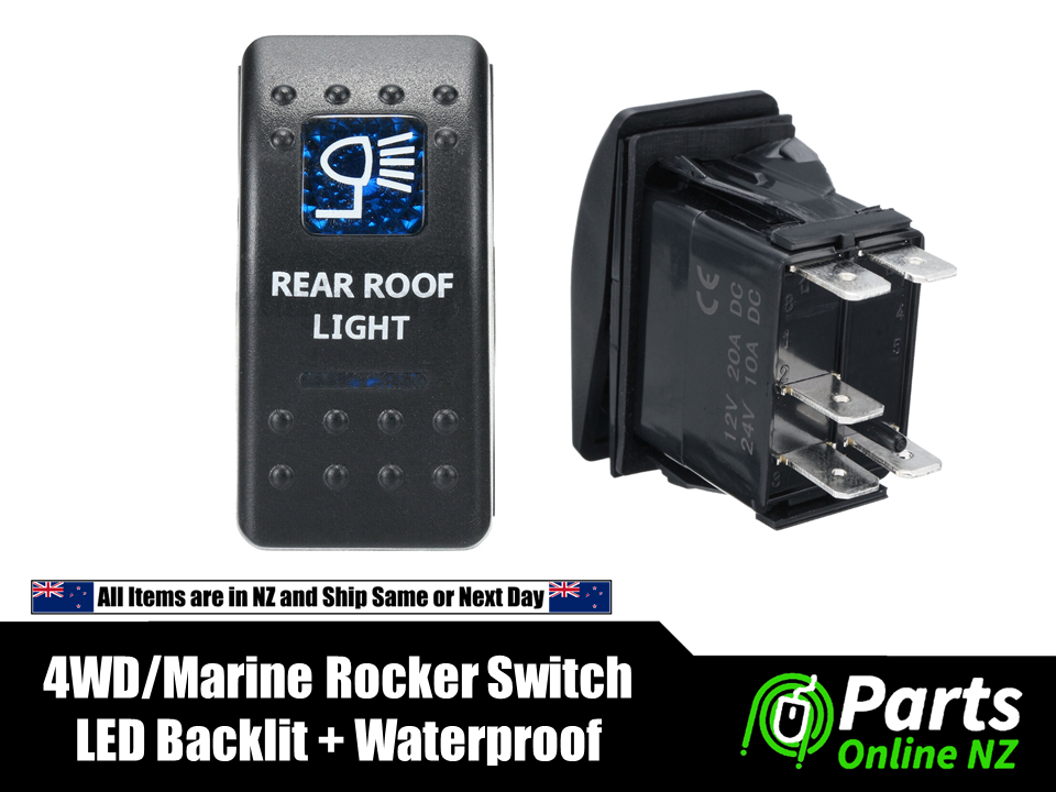 Waterproof Rocker Switch REAR ROOF LIGHT for 4WD Off Road Marine