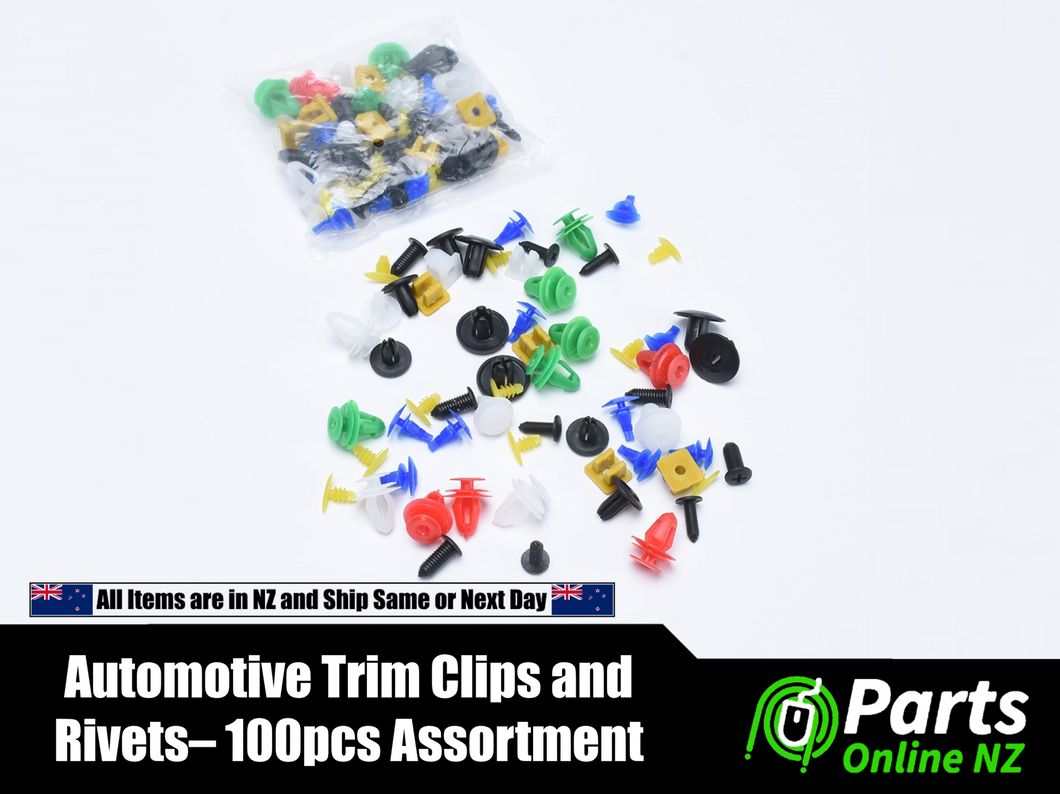 Automotive Trim Clips Rivet Fasteners - 100 Piece Bulk Assortment