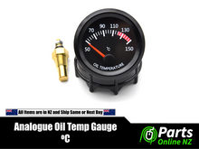 Load image into Gallery viewer, 52mm 2&quot; 12V Oil Temp Gauge Meter Analogue

