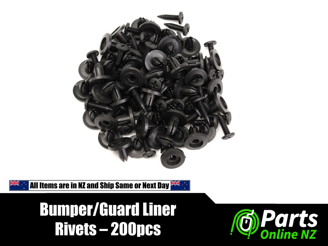 Automotive Bumper Guard Liner Rivets - 200 Piece Bulk Assortment